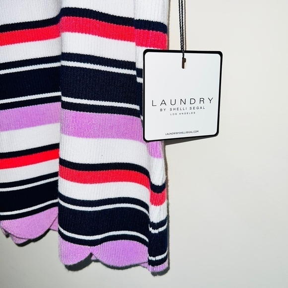NWT Laundry by Shelli Segal Striped Knit Tank Top Scallop Hem Size Small - Picture 2 of 5